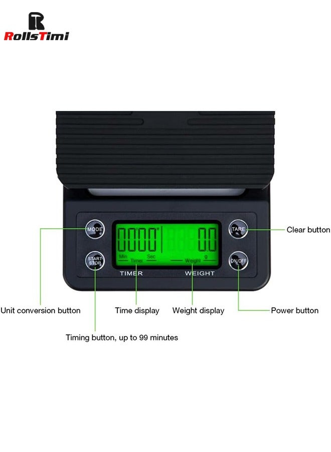 RollsTimi  Kitchen Scale Electronic Digital Weighing Scale Coffee Scale 19.5x13.5x3cm  - Image 3