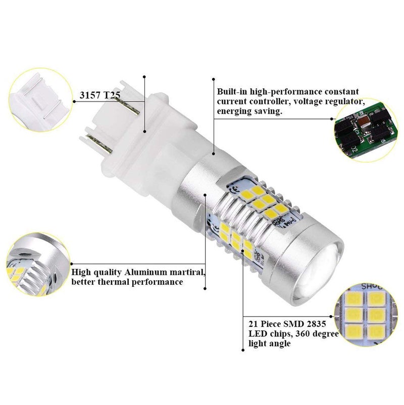 JDM ASTAR Super Bright PX Chips 3057 3156 3157 4057 4157 White Backup Reverse LED Bulbs - Image 3