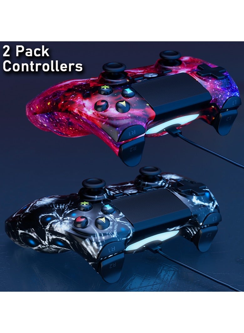 Wireless Controller for PS4 Support Double Vibration 6-Axis Motion Sensor Sensitive Touch Pad Built-in Speaker & Stereo Headphone Jack Compatible with PS 4 Red And Blue 2 Pieces  - Image 3