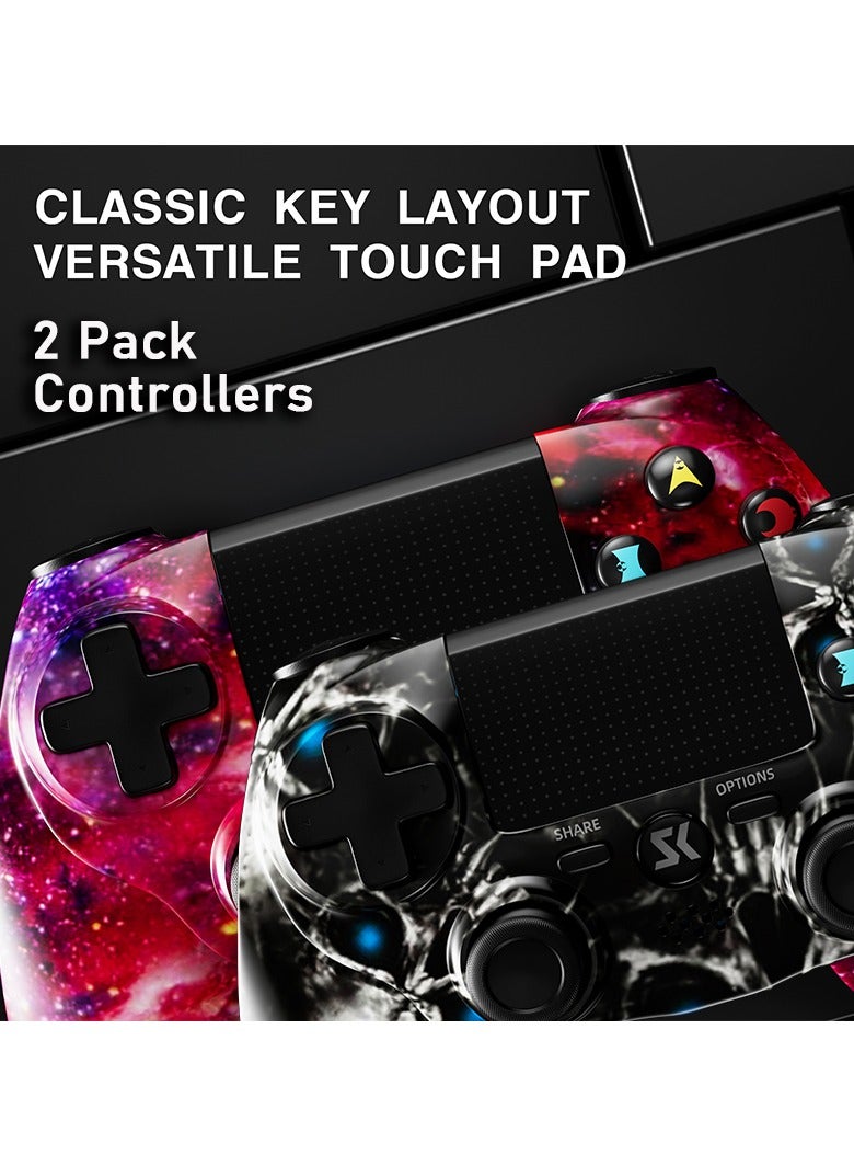 Wireless Controller for PS4 Support Double Vibration 6-Axis Motion Sensor Sensitive Touch Pad Built-in Speaker & Stereo Headphone Jack Compatible with PS 4 Red And Blue 2 Pieces  - Image 2