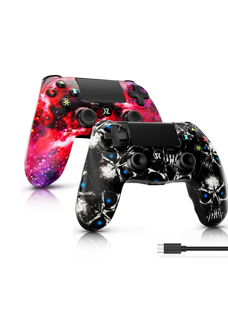 Wireless Controller for PS4 Support Double Vibration 6-Axis Motion Sensor Sensitive Touch Pad Built-in Speaker & Stereo Headphone Jack Compatible with PS 4 Red And Blue 2 Pieces  - Image 1