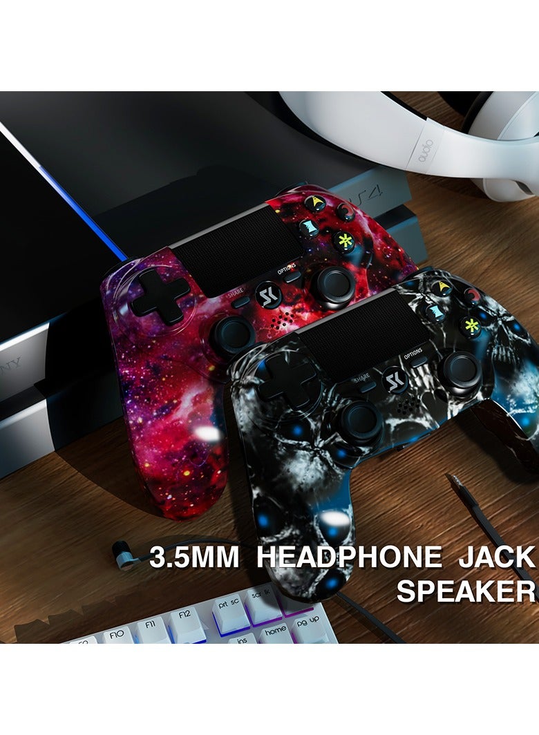 Wireless Controller for PS4 Support Double Vibration 6-Axis Motion Sensor Sensitive Touch Pad Built-in Speaker & Stereo Headphone Jack Compatible with PS 4 Red And Blue 2 Pieces  - Image 4