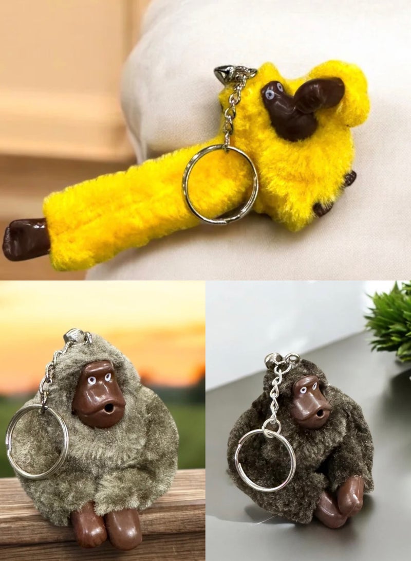 3Pcs Of Multicolor Monkey Keychains - Image 1
