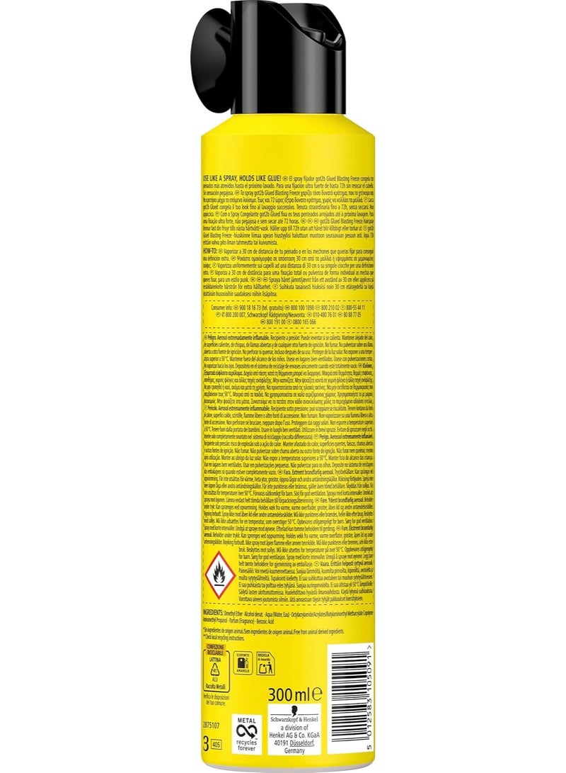 Got2b Blasting Freeze Hair Spray Ultra Strong Hold, Fast-Drying Styling Spray for Spikes, Slick Styles & Long-Lasting Frizz Control 300ml - Image 2