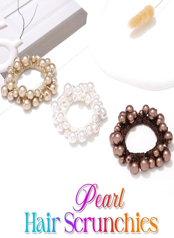 CAKURE Pearl Hair Ties Beaded Ponytail Holder Fancy Hair Scrunchies Pearl Hair Accessories for Women (Pack of 3) - Image 2