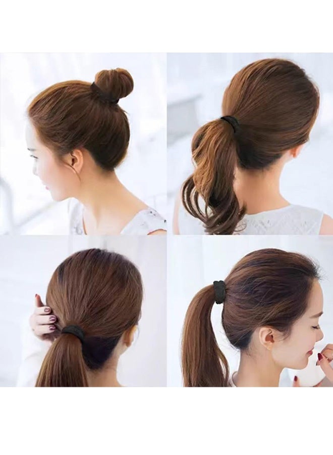 100PCS Black Soft Seamless Cotton Hair Ties for Women and Girls, Thick/Thin Hair Ponytail Holders, No Crease No Damage Elastics - Image 5