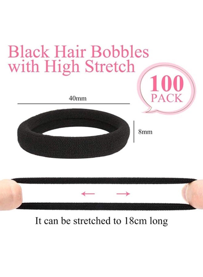 100PCS Black Soft Seamless Cotton Hair Ties for Women and Girls, Thick/Thin Hair Ponytail Holders, No Crease No Damage Elastics - Image 3