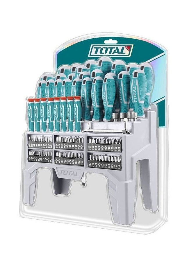 TOTAL Super Total 100 PCS Screwdriver Set with Screwdriver Holder – Complete Tool Kit for Home & Professional Use, Includes Slotted, Phillips, Torx, Precision Screwdrivers & Professional Sockets  - Image 3