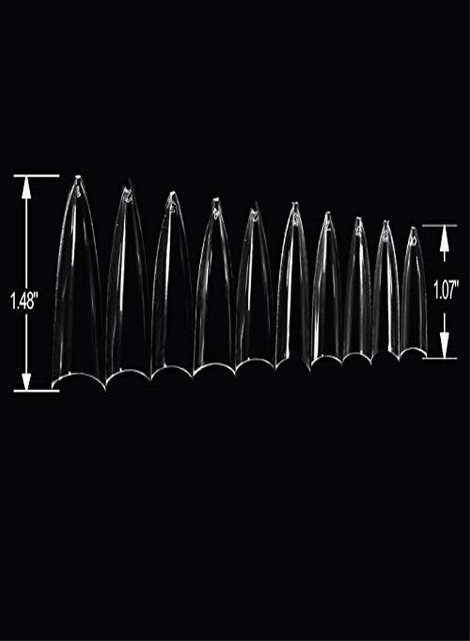 Vivace أطراف أظافر صناعية مزيفة طويلة وواضحة 500 قطعة، 10 أحجام مع علبة بلاستيكية شفافة لصالون الأظافر - Image 4