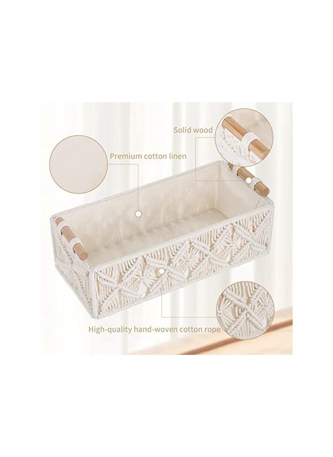 Boho Decor With Handle Decorative Storage Bins For Organizing Woven Decorative Basket With Handle For Bathroom Decor Bedroom Nursery Baskets Set (Set Of 2)