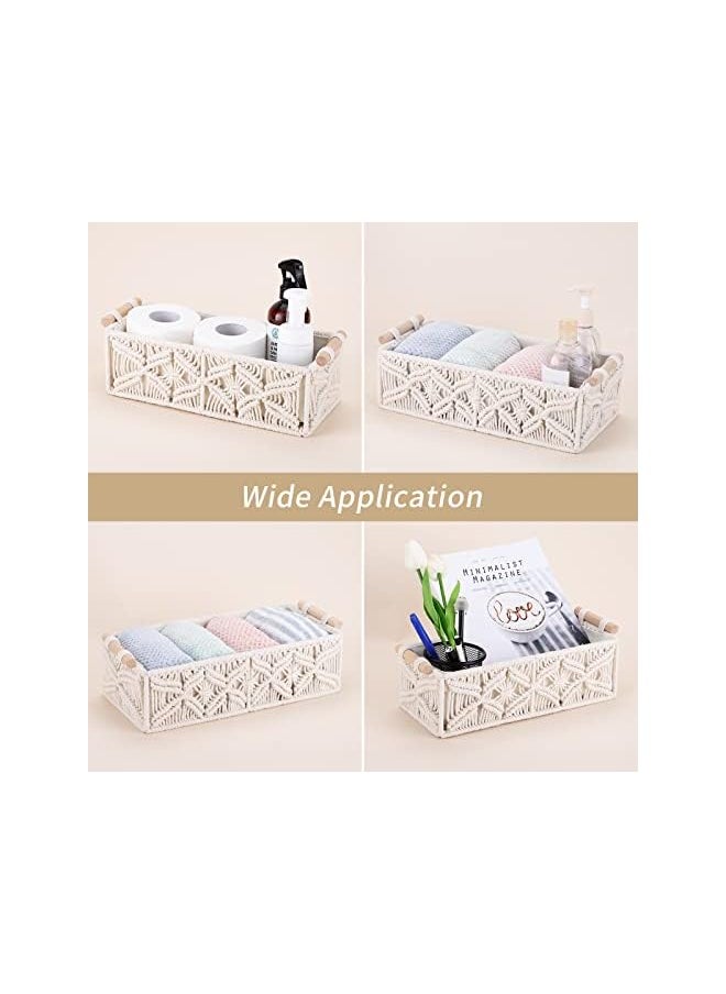 Boho Decor With Handle Decorative Storage Bins For Organizing Woven Decorative Basket With Handle For Bathroom Decor Bedroom Nursery Baskets Set (Set Of 2)