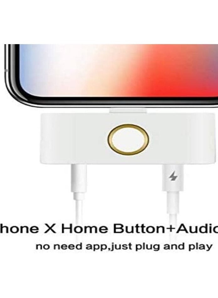 Home Button Audio Charge Adapter for Phone Audio Adapter with 3.5mm Earphone Jack - Support Music and Charging at the same time - Compatible with ios