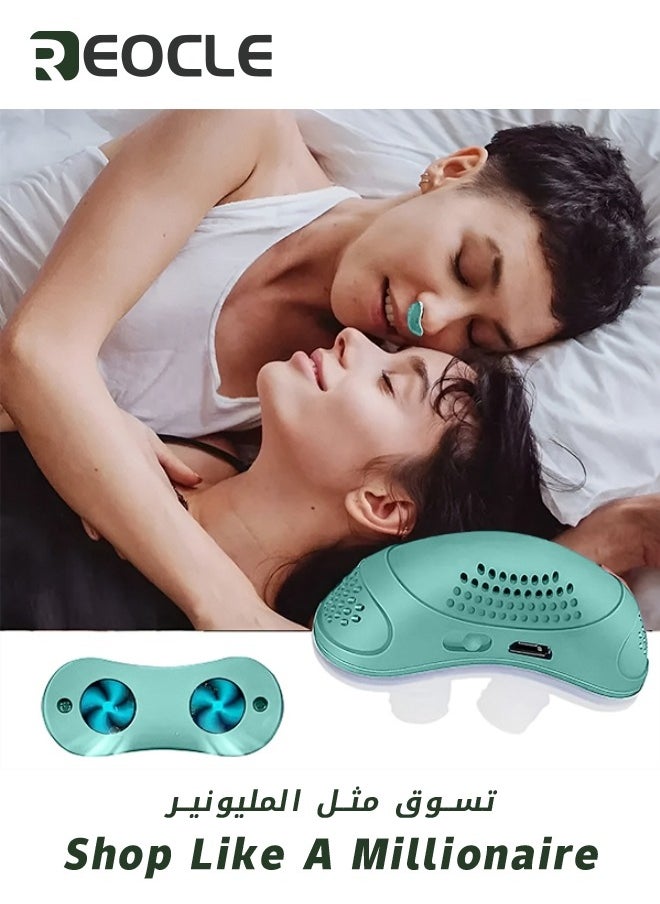 REOCLE - Electric Anti Snoring Devices Stop Snoring Anti Snoring Nasal Dilator Anti Snore Nose Vents Plugs Snoring Aid for Men and Women Green - Image 1