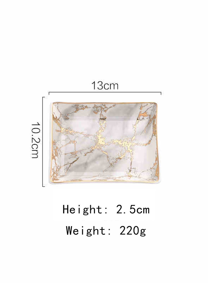 JiFENG Marble Patterned Gold Edged Square Tray, Dressing Table Tray, Dressing Table Storage Tray, Bathroom Tray, Home Fecoration, Multi-purpose tray(S)  - Image 2