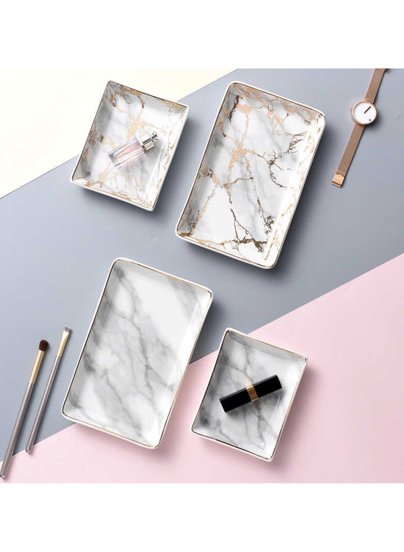 JiFENG Marble Patterned Gold Edged Square Tray, Dressing Table Tray, Dressing Table Storage Tray, Bathroom Tray, Home Fecoration, Multi-purpose tray(S)  - Image 3