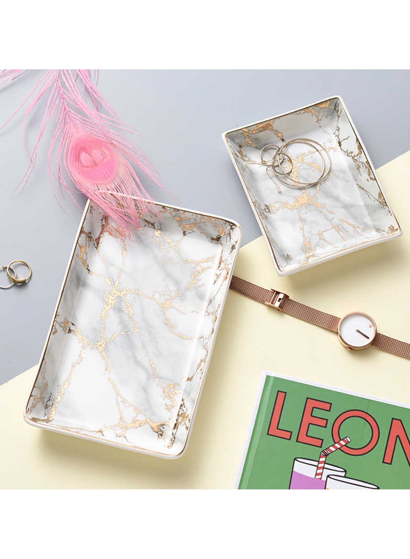 JiFENG Marble Patterned Gold Edged Square Tray, Dressing Table Tray, Dressing Table Storage Tray, Bathroom Tray, Home Fecoration, Multi-purpose tray(S)  - Image 5