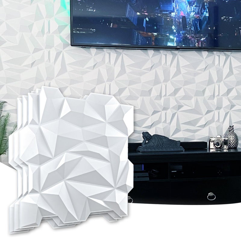 Art3d Art3d PVC 3D Diamond Wall Panel Jagged Matching-Matt White, for Residential and Commercial Interior Decor  - Image 1