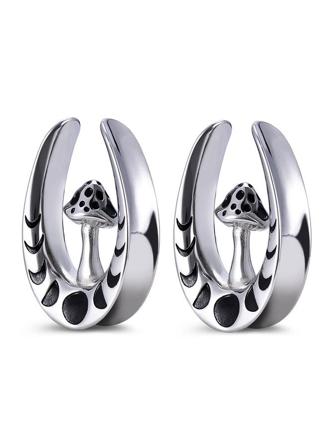 ERKUOO 2PCS Mushroom Saddle Ear Gauges Plugs Surgical Steel Ear Tunnels Expander Stretchers Earrings Piercing Body Jewelry 0g(8mm) - Image 1