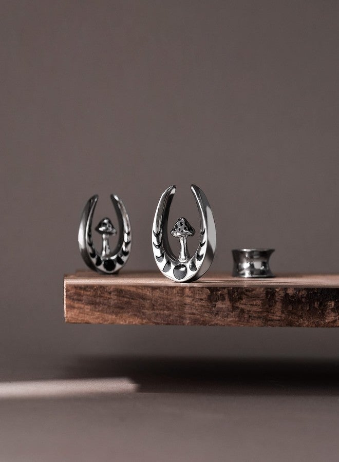 ERKUOO 2PCS Mushroom Saddle Ear Gauges Plugs Surgical Steel Ear Tunnels Expander Stretchers Earrings Piercing Body Jewelry 0g(8mm) - Image 5