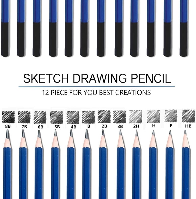 Corslet Set of 60 Pcs Drawing Kit 48 Pcs Colour Pencil Set Pencil Colour & 12 Pcs Drawing Pencil Set Art Supplies for Artist Sketch Shading Graphite Pencils Set Sketch Kit for Sketching and Shading - Image 5