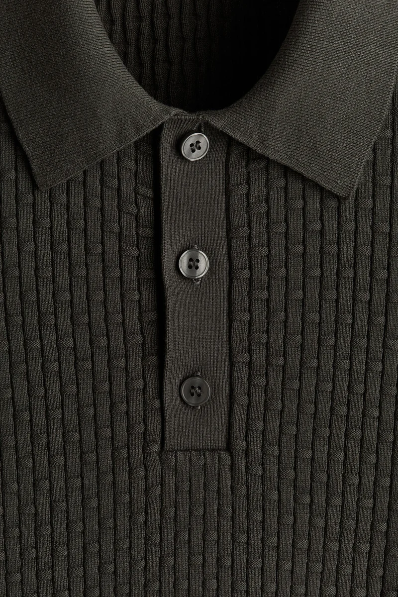 H&M  Regular Fit Knitted cotton polo shirt for Men | Best Price UAE
