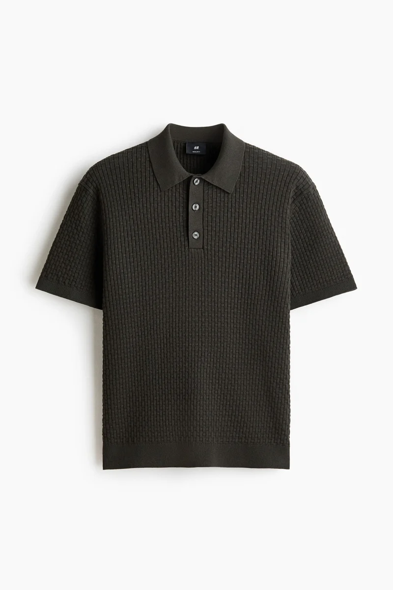 H&M  Regular Fit Knitted cotton polo shirt for Men | Best Price UAE