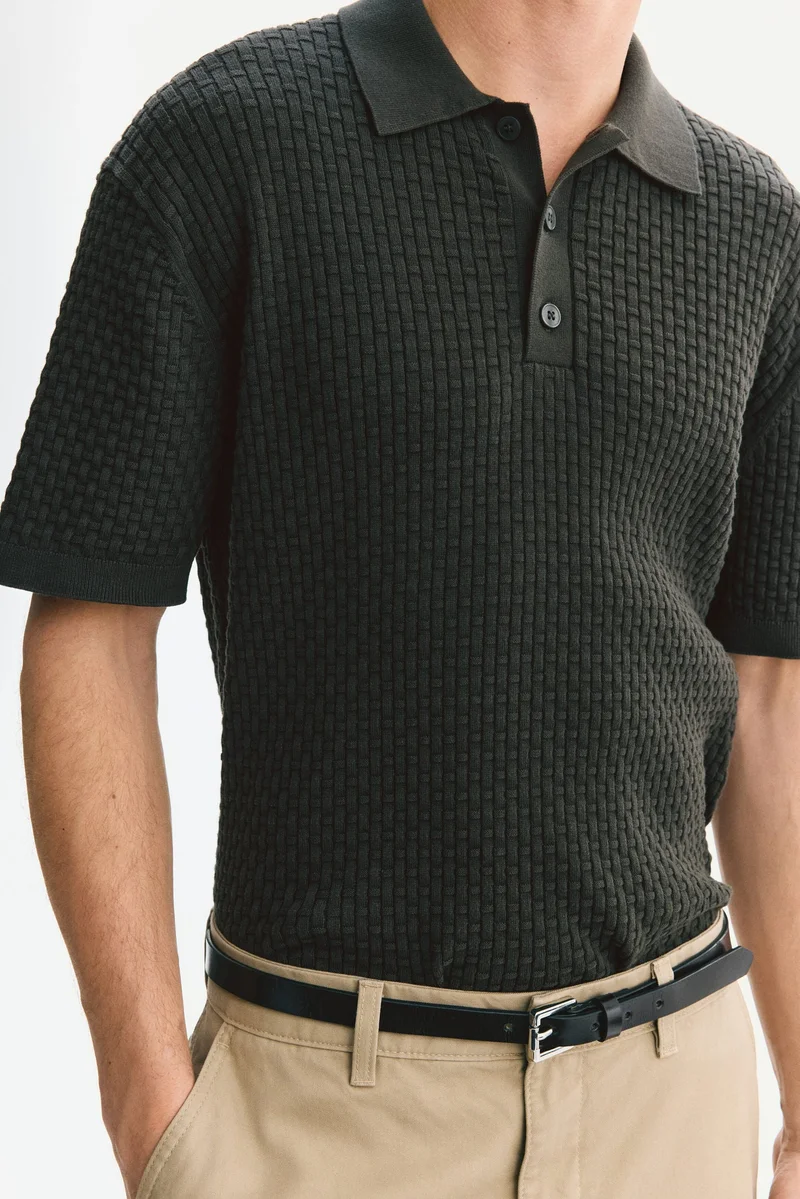 H&M  Regular Fit Knitted cotton polo shirt for Men | Best Price UAE