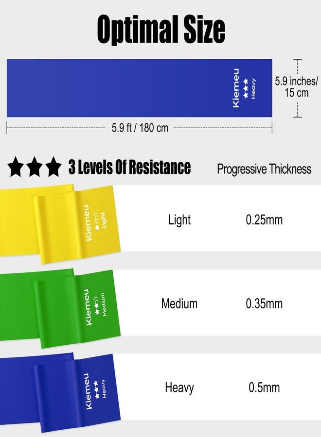 Kiemeu Latex Flat Resistance Bands for Physical Therapy and Rehab, Pilates, Yoga - Image 3