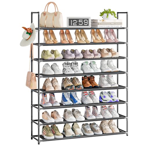 OYREL 8 Tier Shoe Organizer 333in Wide x 112in Deep x 557in Tall Black Metal and Plastic Shoe Rack Holds up to 3240 Pairs of Shoes