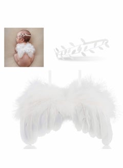 KASTWAVE Newborn Baby Photography Prop Outfits Feather Wings with Headband Set  - Image 1