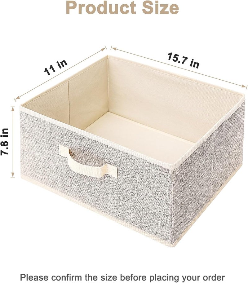 EITMOW Storage Baskets, 15.7-Inch Woven Fabric Bins, Storage Cubes with Reinforced Handles, Organizer Bins for Closet Shelves, Foldable, for Toys, Clothes, Natural Beige (3PCS/Beige-15.7*11*7.8inch) - Image 2