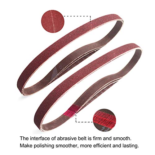 Aiyard 1/2 x 18 Inch Aluminum Oxide Sanding Belts, 4 Each of 40/60/80/120/180/240 Assorted Grits Abrasive File Belts for Air Belt Sander, 24-Pack - Image 4
