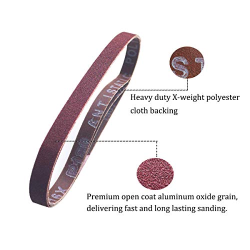 Aiyard 1/2 x 18 Inch Aluminum Oxide Sanding Belts, 4 Each of 40/60/80/120/180/240 Assorted Grits Abrasive File Belts for Air Belt Sander, 24-Pack - Image 5