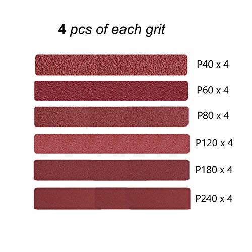Aiyard 1/2 x 18 Inch Aluminum Oxide Sanding Belts, 4 Each of 40/60/80/120/180/240 Assorted Grits Abrasive File Belts for Air Belt Sander, 24-Pack - Image 2