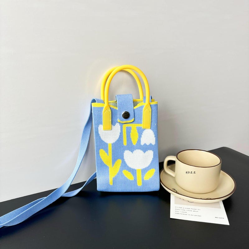 Ins Mobile Phone Bag Flower Knitted Bag Niche Versatile Shoulder Crossbody Bag Trendyy Tote Bag Flower Woven - Image 1