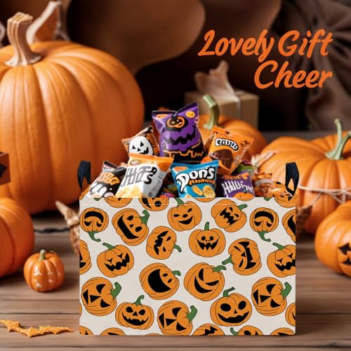 NIETEIN Large Halloween Pumpkin Themed Candy Gift Storage Basket for Kids Foldable Baby Bin Girls Personalized Decor Cute Expression - Image 3