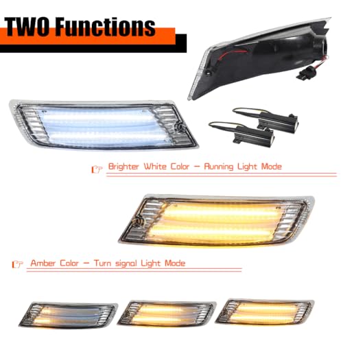 Tonsya For 2005 2006 2007 Jeep Liberty Front Bumper Signal Parking Side Marker lights Clear Lens 57010124AA-PFM, 55156766AE, 55156767AE, CH2521143, CH2520143 - Image 3