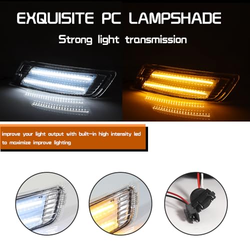 Tonsya For 2005 2006 2007 Jeep Liberty Front Bumper Signal Parking Side Marker lights Clear Lens 57010124AA-PFM, 55156766AE, 55156767AE, CH2521143, CH2520143 - Image 2