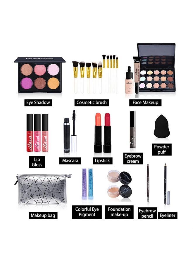 Creamoon All in One Makeup Kit for Women Full Kit,Multipurpose Kit,Cosmetic Starter Beauty Include Brush Set,Eyeshadow,Lip Gloss,Eyebrow Pencil,Mascara,Travel Carry Bag (KIT007), 29 Piece Set - Image 2