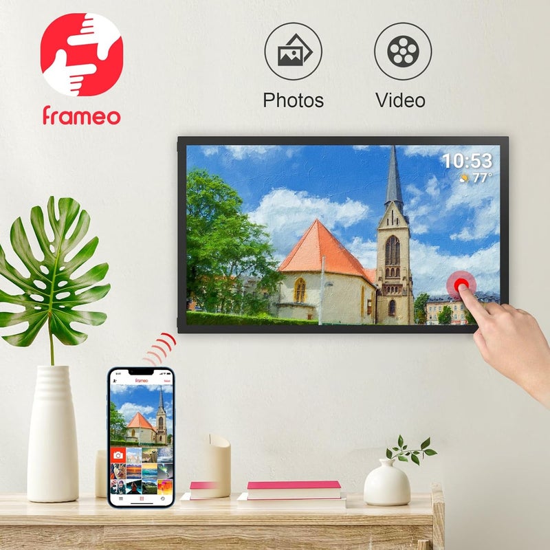 akimart 64GB 21.5inch FRAMEO Digital Photo Frame with 1920x1080 FHD IPS LCD Touch Screen, Dual-WiFi Share Photos & Videos Via Frameo App, Support USB Drive/Mirco SD Card Extend Storage, Auto-Rotate - Image 4