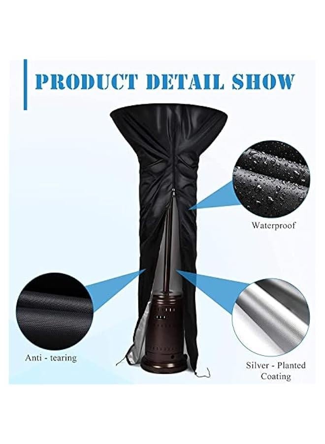 Patio Heater Covers,Round Patio Heater Cover Outdoor Stand Up Heater Cover Waterproof With Zipper,87 x 34 x 19 Inch,Black - Image 4