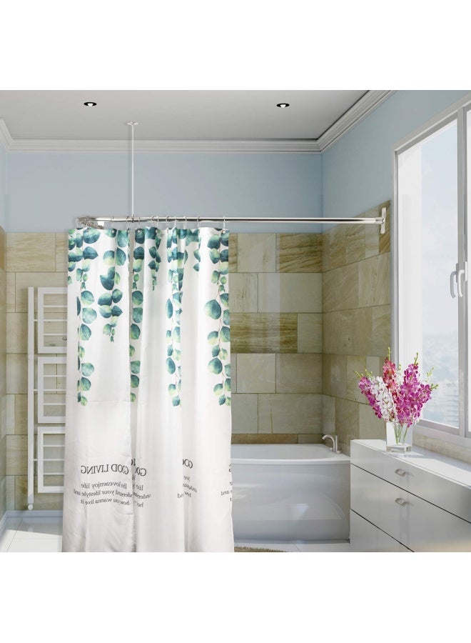 Artiwell قضيب ستارة دش على شكل L من Artiwell مع دعم سقفي مطلي بالكروم - Image 1