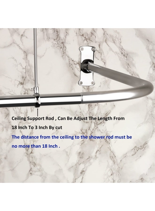 Artiwell قضيب ستارة دش على شكل L من Artiwell مع دعم سقفي مطلي بالكروم - Image 3