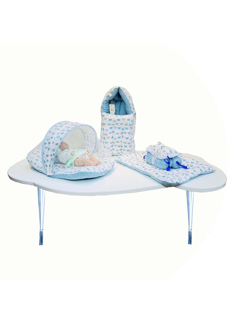 Infantbond Complete Bedding Set Essentials Combo for Baby 06 MonthsCloud Line Blue