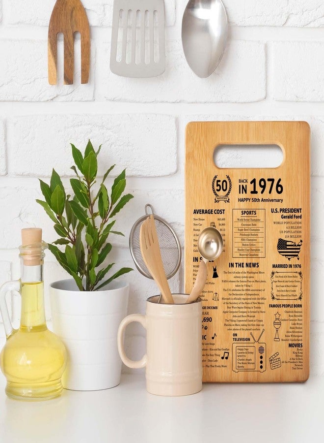aisdfhsa 50th Wedding Anniversary Cutting Board Gifts for Women Men Marriage Gifts for Couple 1976 Poster Back In 1976 50th Anniversary Decorations 100% Organic Bamboo Pre Oiled 11"L x 7"W x 0.5"Th - Image 5