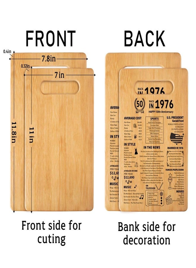 aisdfhsa 50th Wedding Anniversary Cutting Board Gifts for Women Men Marriage Gifts for Couple 1976 Poster Back In 1976 50th Anniversary Decorations 100% Organic Bamboo Pre Oiled 11"L x 7"W x 0.5"Th - Image 2