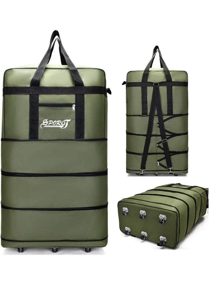 SPORT Expandable Extra Large Travel Oxford Duffel Luggage Bag with Spinner Wheels Waterproof Lightweight Traveling Foldable Suitcas - Image 1