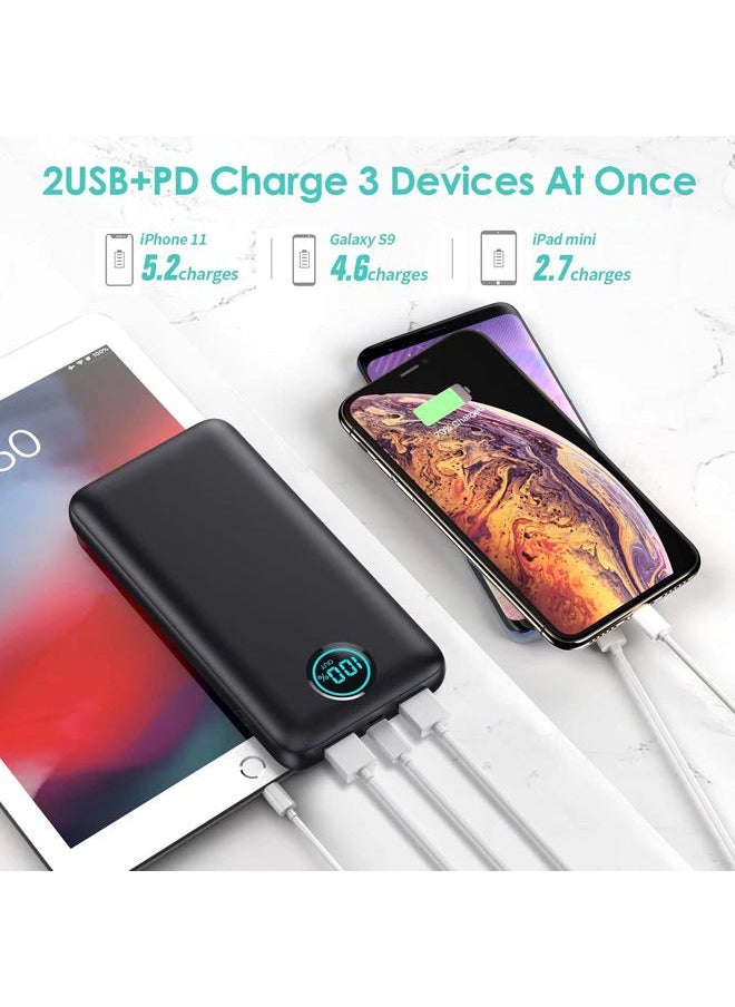 Pxwaxpy - Portable Charger Power Bank 30,800mAh LCD Display Power Bank,25W PD Fast Charging +QC 4.0 Quick Phone Charging Power Bank Tri-Outputs Battery Pack Compatible with iPhone,Android etc(Black) - Image 1