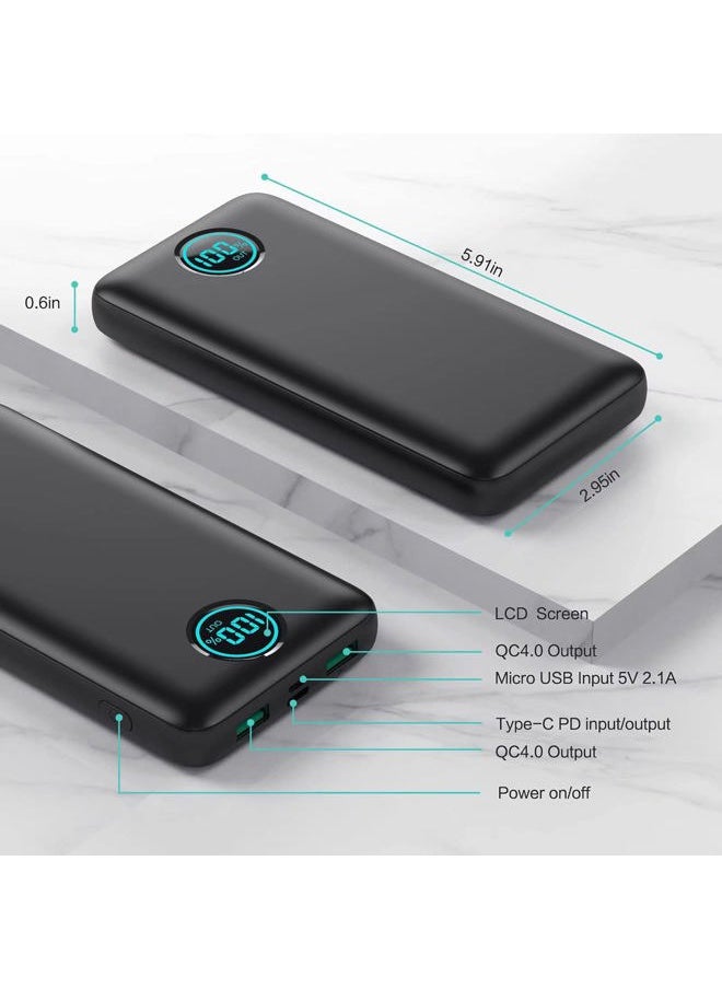 Pxwaxpy - Portable Charger Power Bank 30,800mAh LCD Display Power Bank,25W PD Fast Charging +QC 4.0 Quick Phone Charging Power Bank Tri-Outputs Battery Pack Compatible with iPhone,Android etc(Black) - Image 1