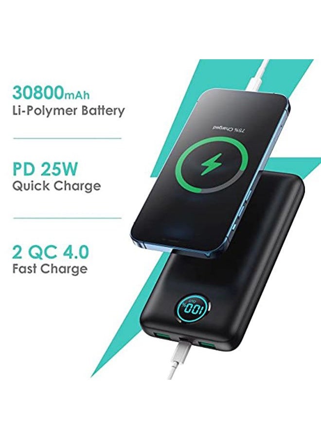 Pxwaxpy - Portable Charger Power Bank 30,800mAh LCD Display Power Bank,25W PD Fast Charging +QC 4.0 Quick Phone Charging Power Bank Tri-Outputs Battery Pack Compatible with iPhone,Android etc(Black) - Image 1